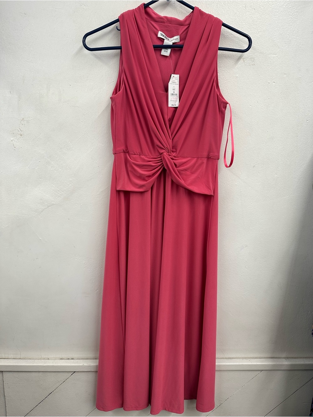 White House black market twist waist midi dress rose pink size 00 brand new